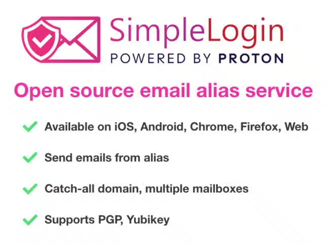 SimpleLogin email aliases by Proton