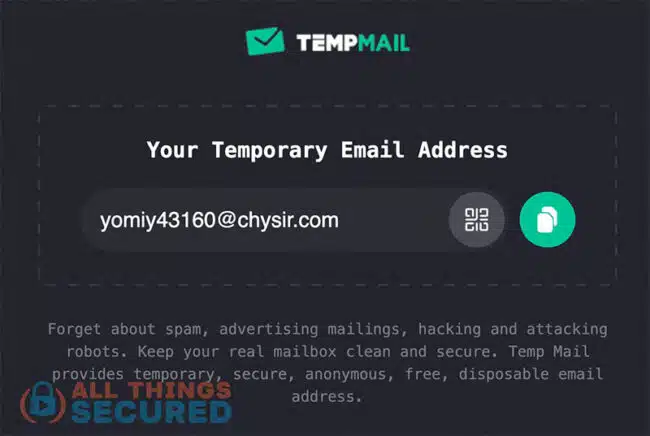 Example of a temporary email alias service